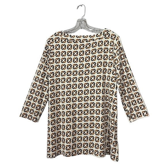 NEW, Liz Claiborne Patterned Top, Medium, White, Black & Tan - Picture 7 of 8